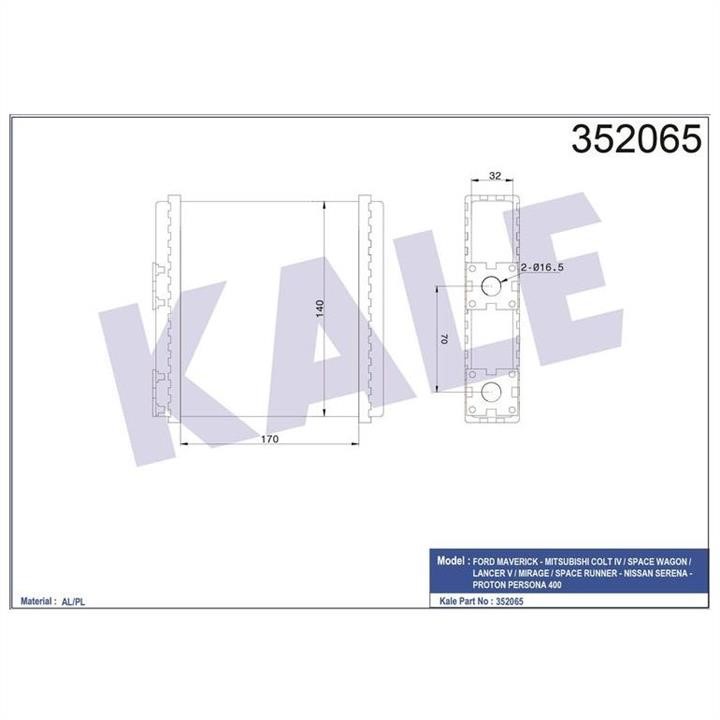 Kale Oto Radiator 352065 Heat exchanger, interior heating 352065
