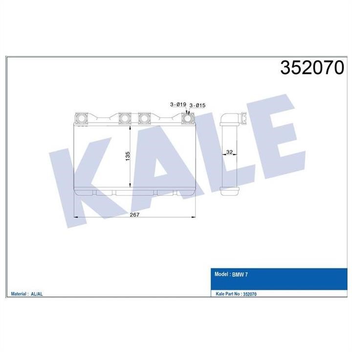 Kale Oto Radiator 352070 Heat exchanger, interior heating 352070
