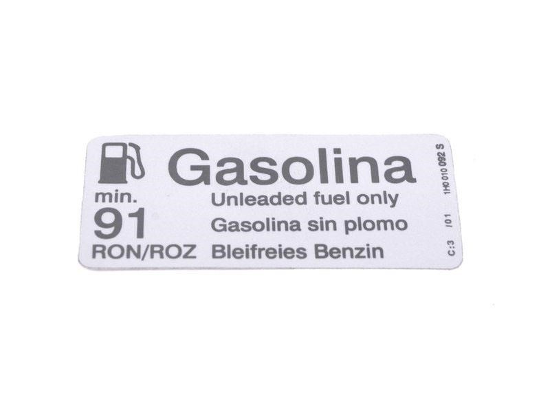 VAG 1H0 010 092 S Fuel Label 1H0010092S