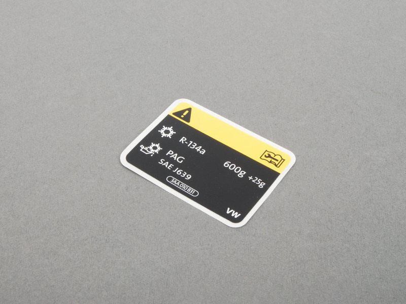 3AA010831 VAG "AC" label sticker 600g R-134a