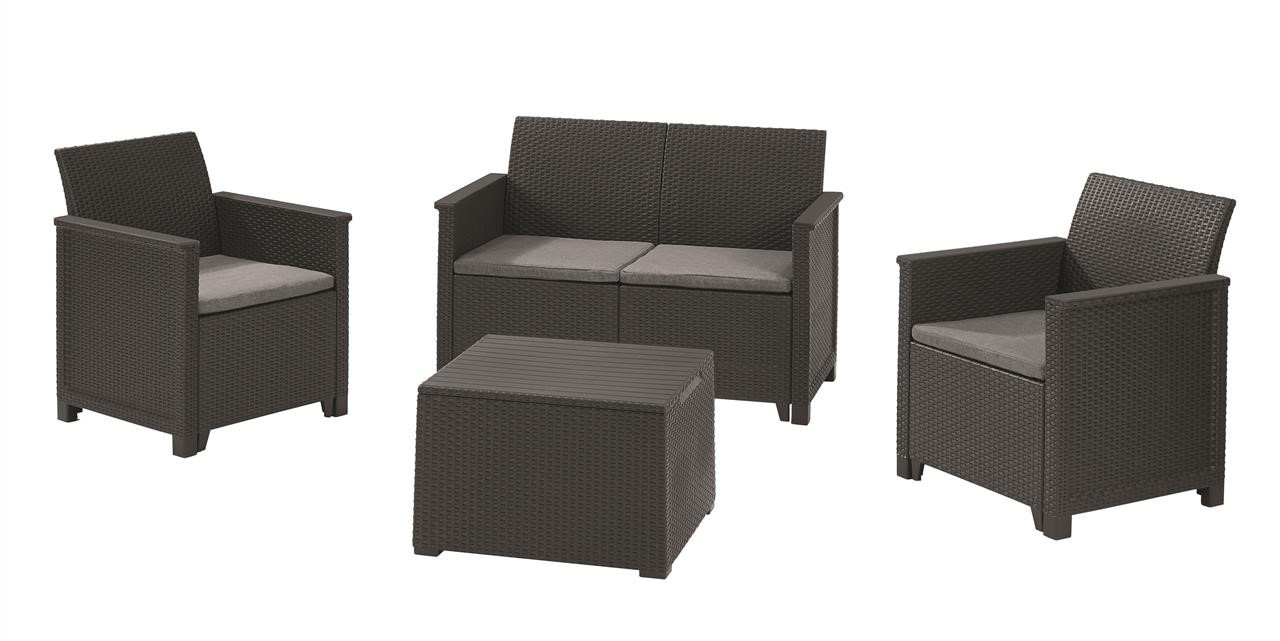 Keter 8711245148014 Emma 2 seater set, chest table, grey 8711245148014