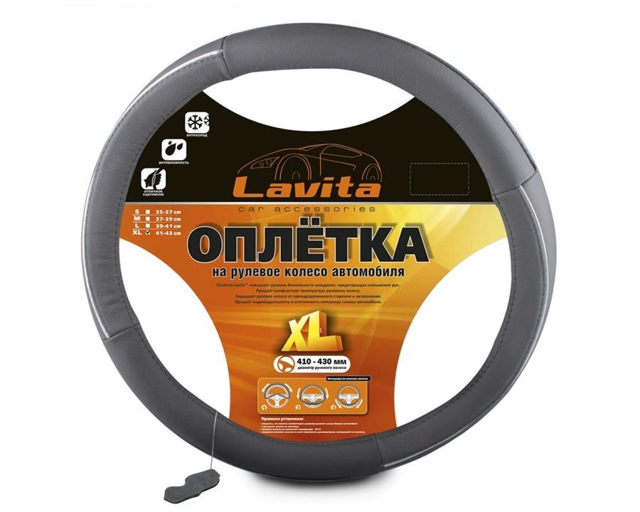 Lavita 26-3L03-4-XL Steering wheel cover leather grey XL (41-43 cm) 263L034XL