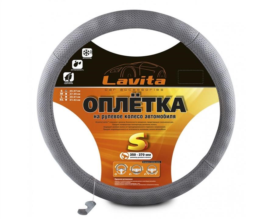 Lavita 26-3L10-4-S Steering wheel cover leather grey with perforation S (35-37 cm) 263L104S