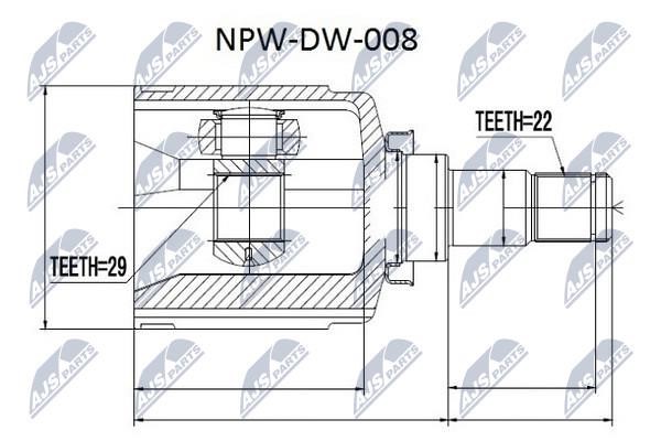 NTY NPW-DW-008 Constant Velocity Joint (CV joint), internal NPWDW008