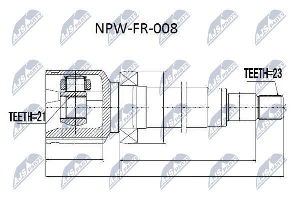 CV joint (CV joint), inner right, set NTY NPW-FR-008