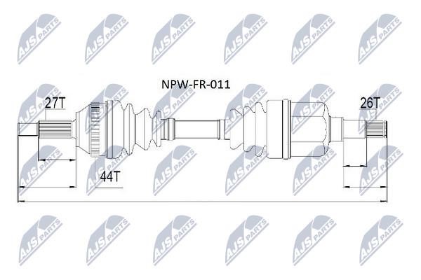 NTY NPW-FR-011 Drive shaft left NPWFR011