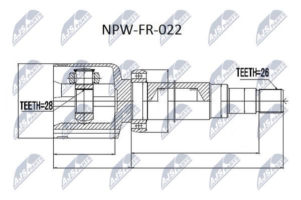 CV joint (CV joint), inner right, set NTY NPW-FR-022