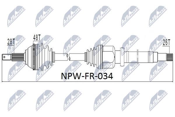 NTY NPW-FR-034 Drive shaft right NPWFR034