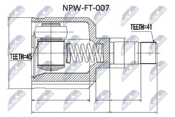 NTY NPW-FT-007 Constant Velocity Joint (CV joint), internal NPWFT007