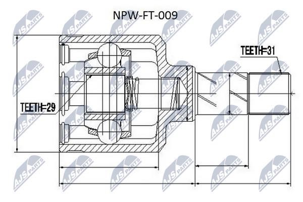 NTY NPW-FT-009 Constant Velocity Joint (CV joint), internal NPWFT009