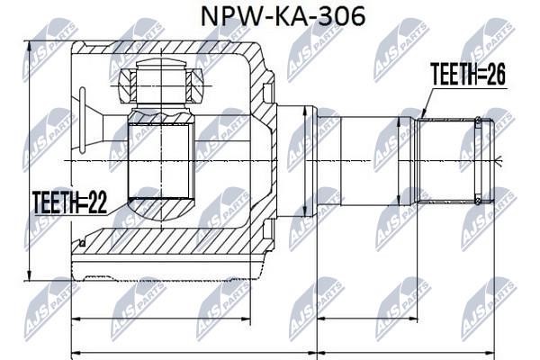 NTY NPW-KA-306 Constant Velocity Joint (CV joint), internal NPWKA306