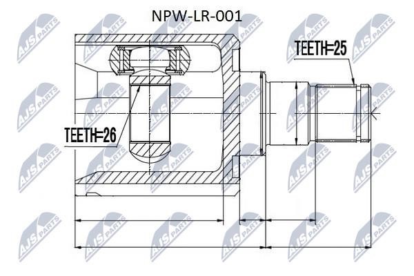 NTY NPW-LR-001 Constant Velocity Joint (CV joint), internal NPWLR001