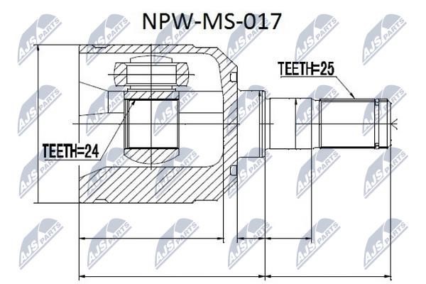 NTY NPW-MS-017 Constant Velocity Joint (CV joint), internal NPWMS017