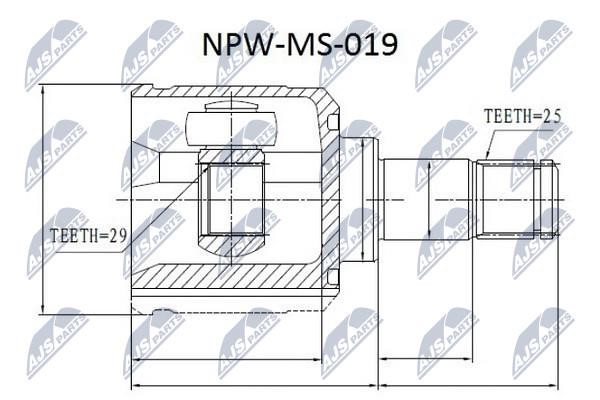 NTY NPW-MS-019 CV joint (CV joint), inner right, set NPWMS019