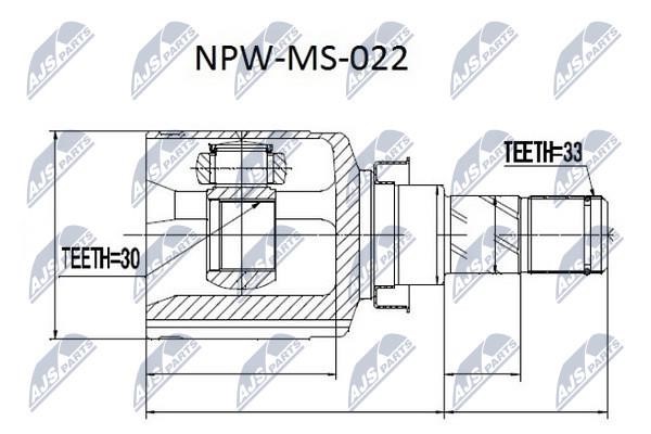 NTY NPW-MS-022 Constant Velocity Joint (CV joint), internal NPWMS022