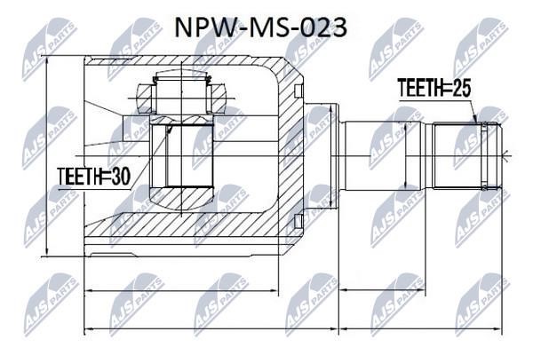 NTY NPW-MS-023 Constant Velocity Joint (CV joint), internal NPWMS023