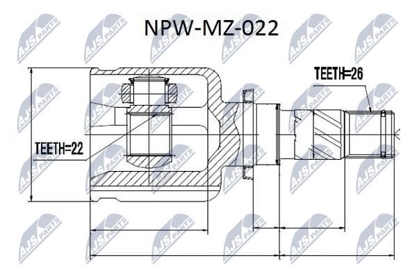NTY NPW-MZ-022 Constant Velocity Joint (CV joint), internal NPWMZ022
