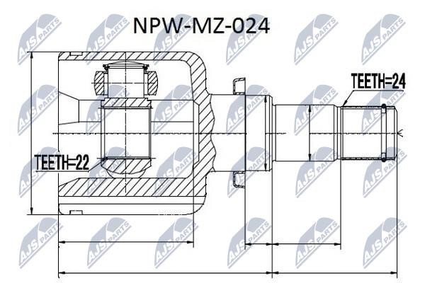 NTY NPW-MZ-024 Constant Velocity Joint (CV joint), internal NPWMZ024