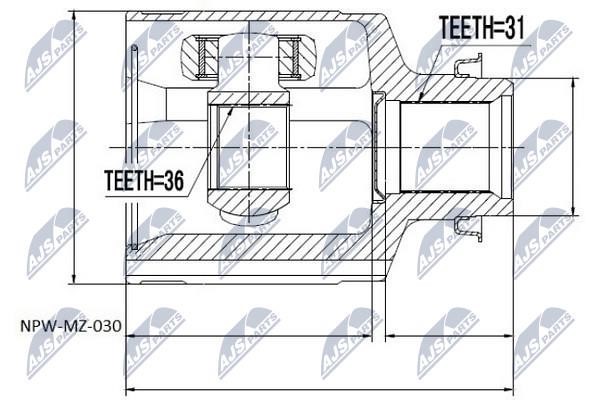 NTY NPW-MZ-030 Constant Velocity Joint (CV joint), internal NPWMZ030