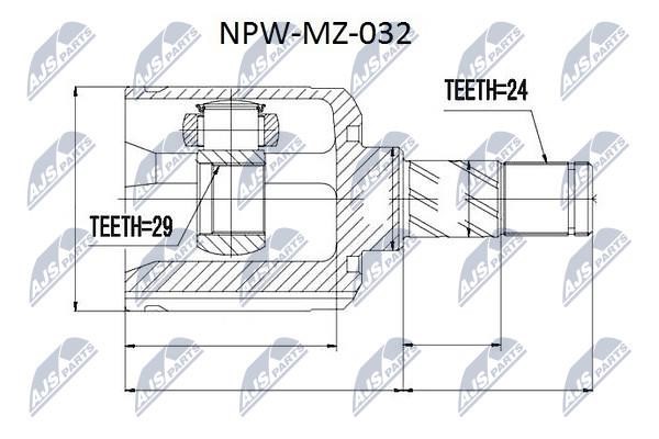 NTY NPW-MZ-032 Constant Velocity Joint (CV joint), internal NPWMZ032