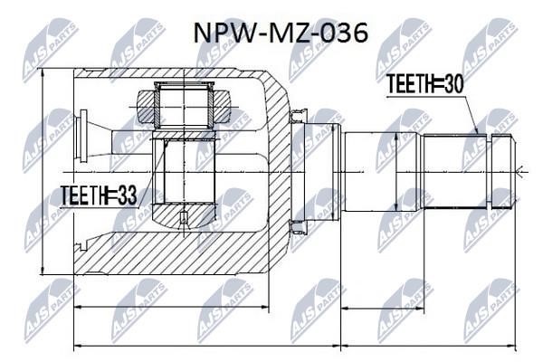 NTY NPW-MZ-036 Constant Velocity Joint (CV joint), internal NPWMZ036