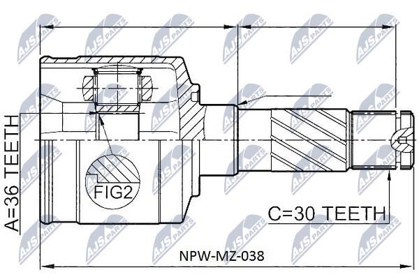 NTY NPW-MZ-038 Constant Velocity Joint (CV joint), internal NPWMZ038