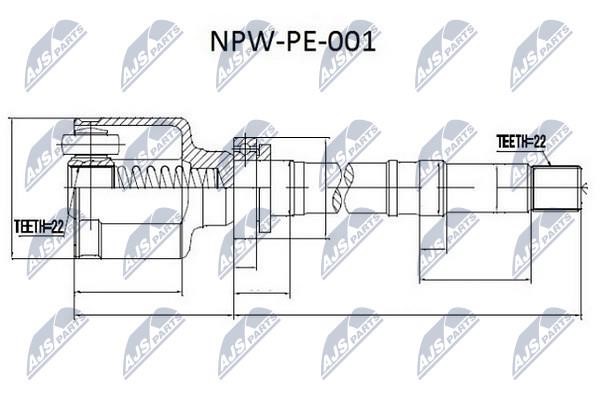 NTY NPW-PE-001 Constant Velocity Joint (CV joint), internal NPWPE001
