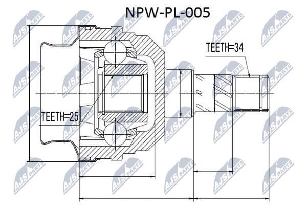 NTY NPW-PL-005 Constant Velocity Joint (CV joint), internal NPWPL005