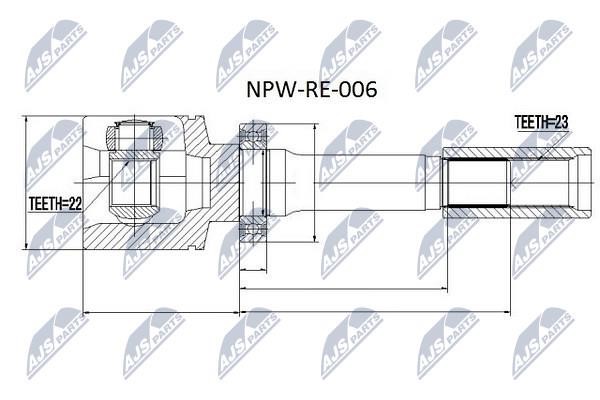 NTY NPW-RE-006 Constant Velocity Joint (CV joint), internal NPWRE006
