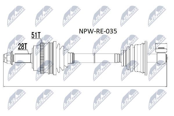 NTY NPW-RE-035 Drive shaft left NPWRE035