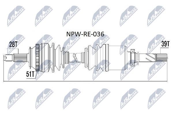 NTY NPW-RE-036 Drive shaft right NPWRE036
