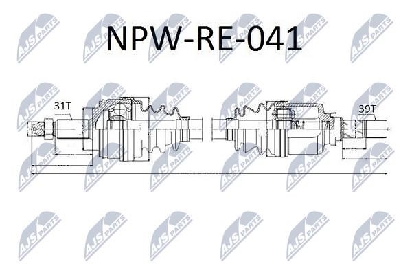 NTY NPW-RE-041 Drive shaft left NPWRE041