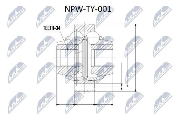 NTY NPW-TY-001 Constant Velocity Joint (CV joint), internal NPWTY001