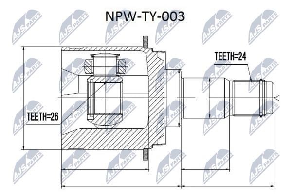 NTY NPW-TY-003 Constant Velocity Joint (CV joint), internal NPWTY003