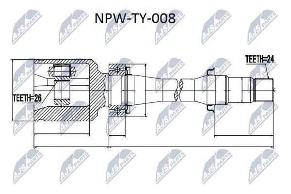 NTY NPW-TY-008 Constant Velocity Joint (CV joint), internal NPWTY008