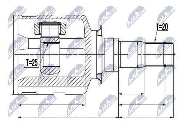 NTY NPW-TY-013 Constant Velocity Joint (CV joint), internal NPWTY013