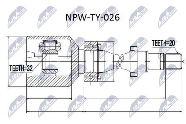 Constant Velocity Joint (CV joint), internal NTY NPW-TY-026