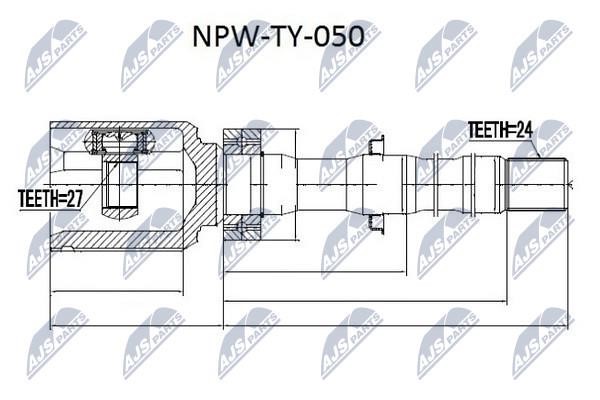 NTY NPW-TY-050 Constant Velocity Joint (CV joint), internal NPWTY050