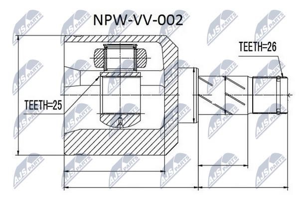 NTY NPW-VV-002 Constant Velocity Joint (CV joint), internal NPWVV002