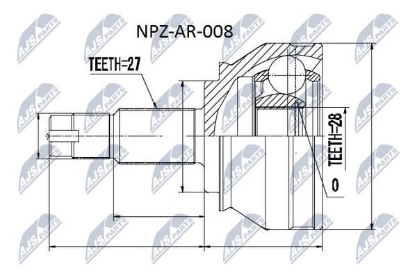 NTY NPZ-AR-008 Constant velocity joint (CV joint), outer, set NPZAR008