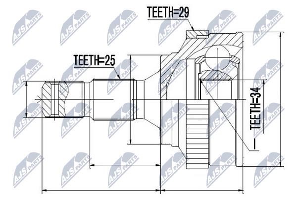 NTY NPZ-CT-008 Constant velocity joint (CV joint), outer, set NPZCT008