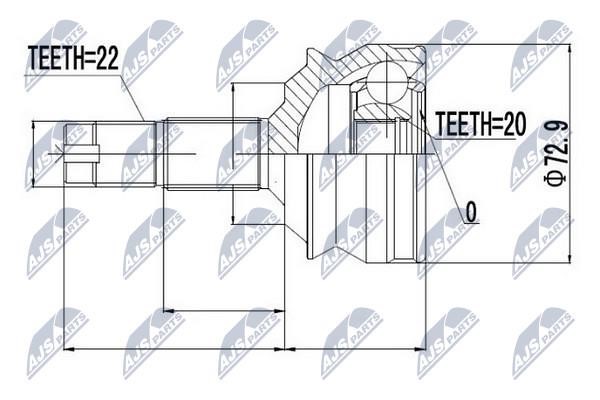 NTY NPZ-FT-002 Constant velocity joint (CV joint), outer, set NPZFT002