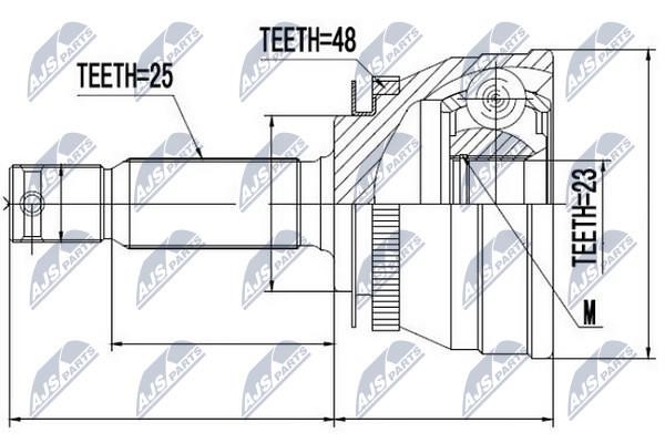 NTY NPZ-HY-503 Constant velocity joint (CV joint), outer, set NPZHY503