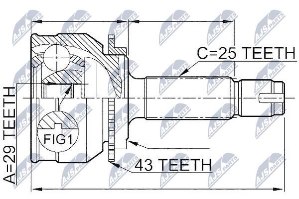 NTY NPZ-MS-021 Constant velocity joint (CV joint), outer, set NPZMS021