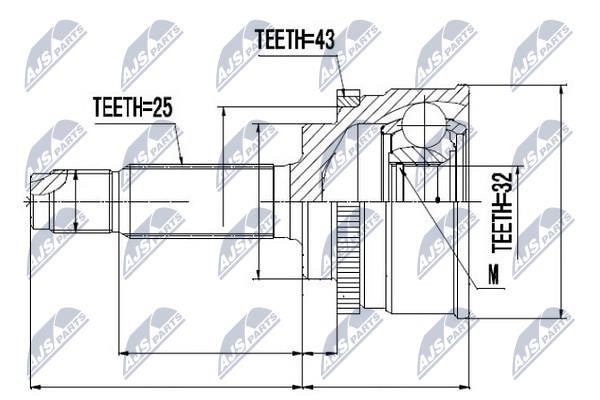 NTY NPZ-MS-056 Constant velocity joint (CV joint), outer, set NPZMS056