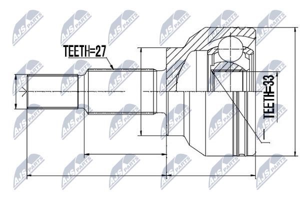 NTY NPZ-RE-034 Constant velocity joint (CV joint), outer, set NPZRE034