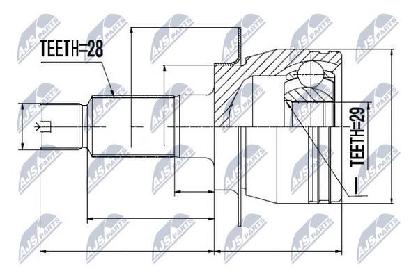NTY NPZ-SU-026 Constant velocity joint (CV joint), outer, set NPZSU026