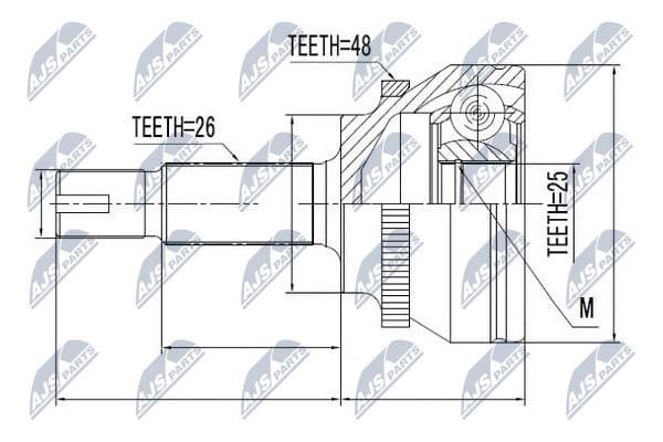 Constant velocity joint (CV joint), outer, set NTY NPZ-TY-060