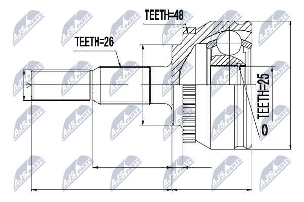 NTY NPZ-VV-001 Constant velocity joint (CV joint), outer, set NPZVV001