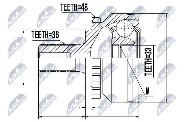 NTY NPZ-VV-012 Constant velocity joint (CV joint), outer, set NPZVV012 NPZVV012 NTY Constant velocity joint (CV joint), outer, set